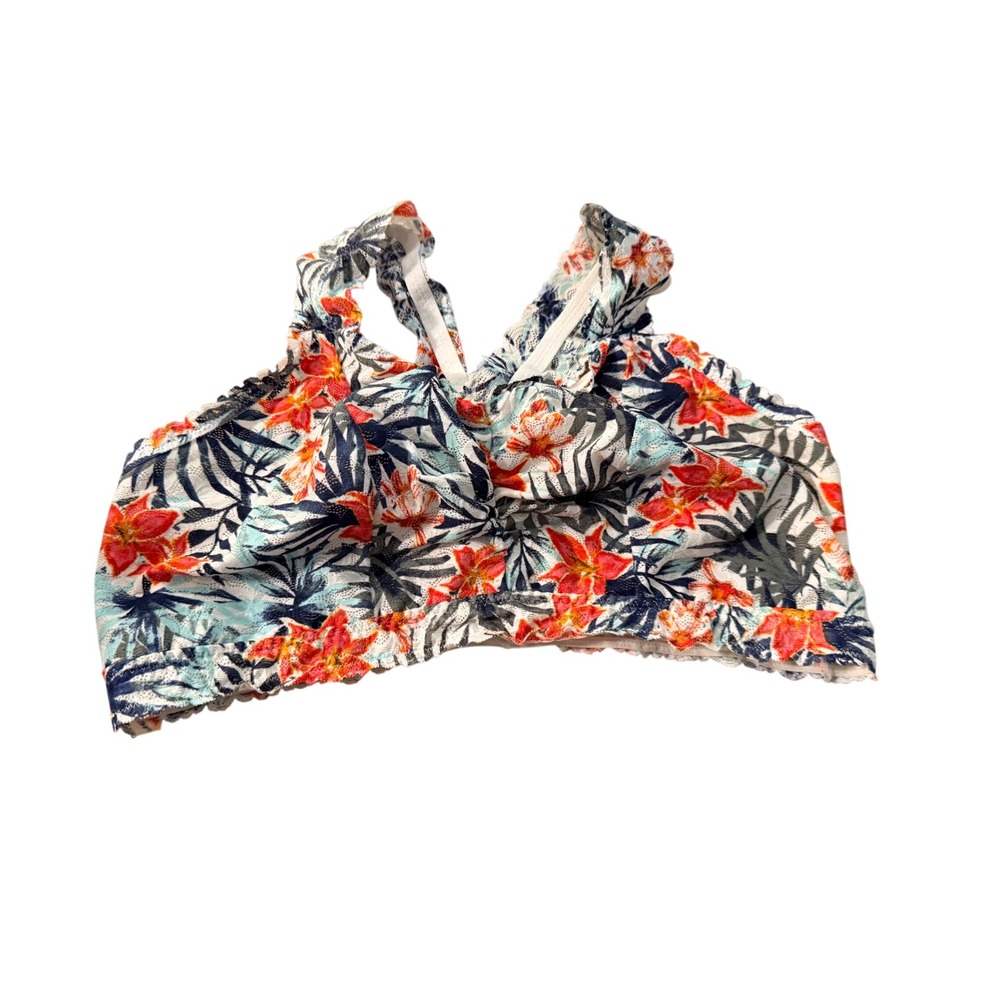 Cacique Floral Lace Bralette 18/20 Tropical Palm Racerback Wireless Bra
